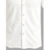 Men's Casual Shirt Textured Knitted Solid Color Button Up Shirt - Blanc 2XL