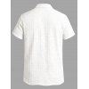Men's Casual Shirt Textured Knitted Solid Color Button Up Shirt - Blanc 2XL