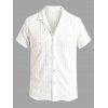 Men's Casual Shirt Textured Knitted Solid Color Button Up Shirt - Blanc 2XL