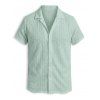 Men's Casual Shirt Textured Knitted Solid Color Button Up Shirt - Vert clair M