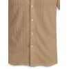 Men's Casual Shirt Textured Knitted Solid Color Button Up Shirt - café lumière S