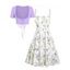 Floral Print Waisted Sleeveless Cami Dress And Solid Lace Up Short Sleeve Crop Top Set - violet lavande XXL | US 14