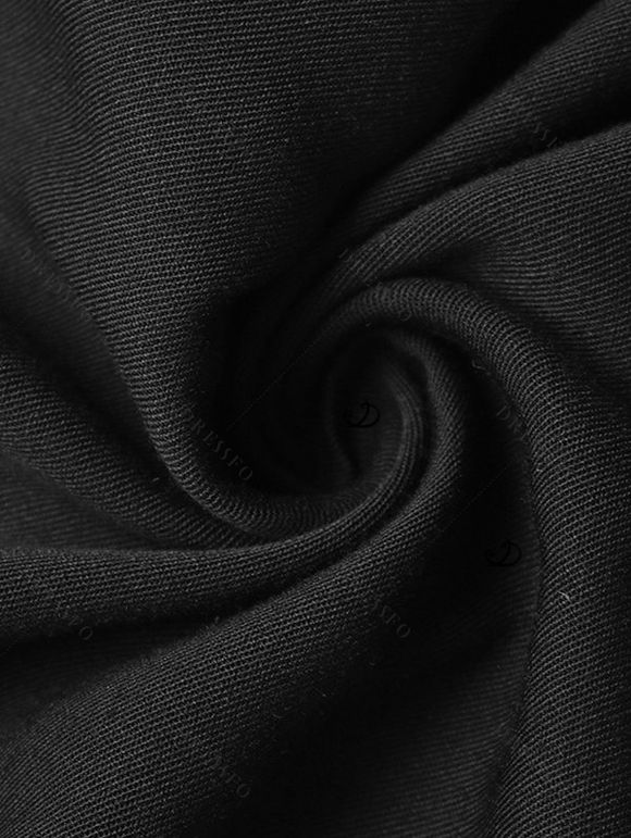 Vintage Halter Dress Allover Floral Leaf Print Open Back Vacation Dress - Noir XL | US 12