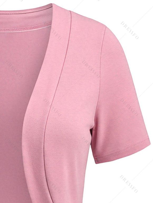 Solid Color Knit Cardigan Open Front Copped Top - Rose XXL | US 14