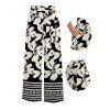 Vacation Couple Outfit Skew Neck Ruched Tank Top Tribal Hibiscus Floral Print Belt Pants and Shirt Shorts Set - BLACK S | US 4