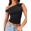 Vacation Couple Outfit Skew Neck Ruched Tank Top Tribal Hibiscus Floral Print Belt Pants and Shirt Shorts Set - BLACK S | US 4