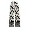 Vacation Couple Outfit Skew Neck Ruched Tank Top Tribal Hibiscus Floral Print Belt Pants and Shirt Shorts Set - BLACK S | US 4