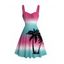 Beach Vacation Dress Ombre Coconut Tree Print Ruched Bust Dress - multicolor XXXXXL | US 20