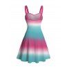 Beach Vacation Dress Ombre Coconut Tree Print Ruched Bust Dress - multicolor XXXXXL | US 20