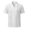 Men's Casual Shirt Solid Color Geometric Hollow Out Turn Down Collar Shirt - Blanc 2XL