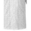 Men's Casual Shirt Solid Color Geometric Hollow Out Turn Down Collar Shirt - Blanc 2XL