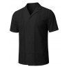 Men's Casual Shirt Solid Color Geometric Hollow Out Turn Down Collar Shirt - Noir 3XL