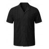 Men's Casual Shirt Solid Color Geometric Hollow Out Turn Down Collar Shirt - Noir 3XL