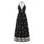 Vintage Halter Dress Allover Floral Leaf Print Open Back Vacation Dress - Noir XL | US 12