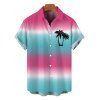 Men's Beach Vacation Shirt Ombre Coconut Tree Print Button Up Shirt - multicolor 5XL