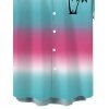Men's Beach Vacation Shirt Ombre Coconut Tree Print Button Up Shirt - multicolor 5XL