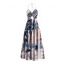 American Flag Star Striped Coconut Tree Pattern Independence Day Halter Dress Star Striped Print Twisted Cut Out Slit Patriotic Dress - multicolor A XXL | US 14