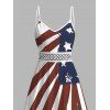 American Flag Elements Pattern Independence Day Dress Star Striped Print Lace Hollow Out Slit Patriotic Dress - Rouge Vineux XXXXXL | US 20