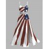 American Flag Elements Pattern Independence Day Dress Star Striped Print Lace Hollow Out Slit Patriotic Dress - Rouge Vineux XXXXXL | US 20