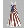 American Flag Elements Pattern Independence Day Dress Star Striped Print Lace Hollow Out Slit Patriotic Dress - Rouge Vineux XXXXXL | US 20