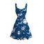 Vacation Dress Retro Nautical Style Ship Wheel Seagull Print Ruched Dress - Bleu profond XXXXXL | US 20