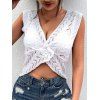 Solid Color Knitted Tank Top Hollow Out Twisted Plunge Neck Cropped Tank Top - Blanc XL | US 10