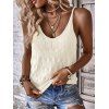 Solid Color Knitted Tank Top Geometric Textured Casual Tank Top - Beige XL | US 10