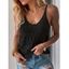 Solid Color Knitted Tank Top Geometric Textured Casual Tank Top - Noir XL | US 10