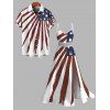 American Flag Elements Pattern Independence Day Couple Outfit Star Striped Print Lace Hollow Out Slit Dress and Shirt Patriotic Set - multicolor A S | US 4