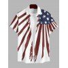 American Flag Elements Pattern Independence Day Couple Outfit Star Striped Print Lace Hollow Out Slit Dress and Shirt Patriotic Set - multicolor A S | US 4