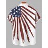 American Flag Elements Pattern Independence Day Couple Outfit Star Striped Print Lace Hollow Out Slit Dress and Shirt Patriotic Set - multicolor A S | US 4