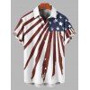 American Flag Elements Pattern Independence Day Couple Outfit Star Striped Print Lace Hollow Out Slit Dress and Shirt Patriotic Set - multicolor A S | US 4