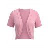Solid Color Knit Cardigan Open Front Copped Top - Rose XXL | US 14