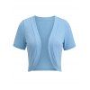 Solid Color Knit Cardigan Open Front Copped Top - Bleu clair XXL | US 14