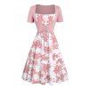 Ensemble vacances : robe mini à bretelles spaghetti imprimée florale et top court uni en dentelle - Rose clair XL | US 12