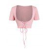Ensemble vacances : robe mini à bretelles spaghetti imprimée florale et top court uni en dentelle - Rose clair S | US 4