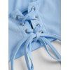 Vacation Set Botanical Floral Print Spaghetti Strap Mini Dress and Lace Solid Color Cropped Top - LIGHT BLUE XL | US 12