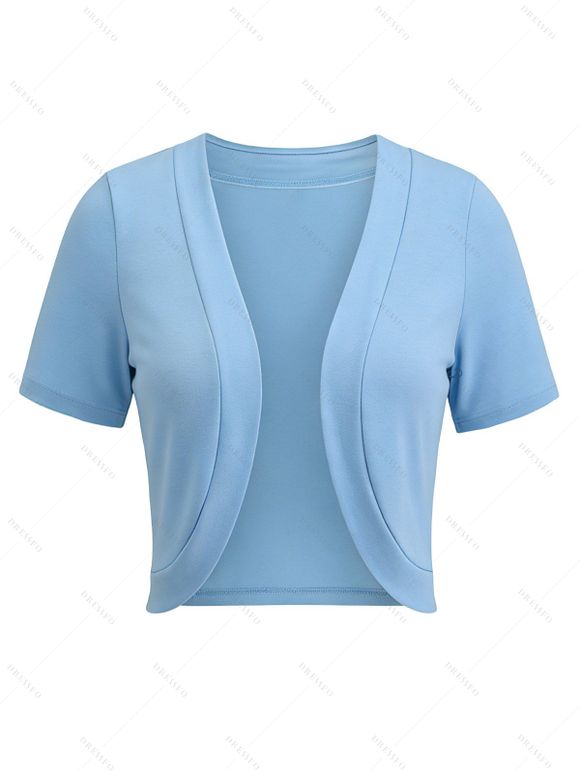 Vacation Outfit for Beach Ombre Coconut Tree Pattern Spaghetti Strap Tank Dress and Open Front Knit Cropped Cardigan Set - Bleu Poudre S | US 4