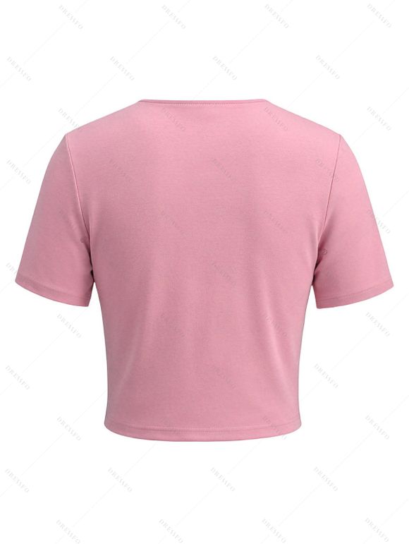 Vacation Outfit for Beach Ombre Coconut Tree Print Ruched Bust Mini Dress and Open Front Knit Cropped Cardigan Set - Rose S | US 4