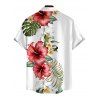 Hawaii Vacation Couple Outfit Hibiscus Floral Palm Leaf Pattern Ruched Bust Mini Dress and Shirt Set - multicolor S | US 4
