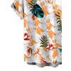 Hawaii Vacation Couple Outfit Geometric Tropical Floral Leaf Pattern Lace Hollow Out Slit Dress and Shirt Set - Blanc S | US 4