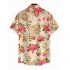 Country Style Couple Outfit Vintage Newspaper Rose Print Ruched Bust Belt Dress and Shirt Set - Abricot S | US 4