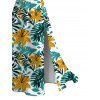 Hawaii Vacation Couple Outfit Lily Floral Tropical Palm Leaf Pattern Lace Hollow Out Slit Dress and Shirt Set - PLANT GREEN S | US 4