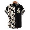 Hawaii Vacation Couple Outfit Plumeria Floral Tribal Print Twisted Cut Out Bowknot Slit Halter Dress and Shirt Set - Noir S | US 4