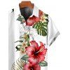 Men's Hawaii Vacation Shirt Hibiscus Floral Palm Leaf Pattern Button Up Shirt - Blanc 5XL