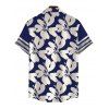Men's Hawaiian Shirt Tribal Plumeria Floral Print Button Up Shirt - Bleu profond 5XL