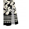 Hawaii Vacation Halter Dress Plumeria Floral Tribal Print Twisted Cut Out Bowknot Slit Dress - Noir XXL | US 14