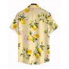 Fresh Style Vacation Couple Outfit Lemon Plumeria Floral Pattern Lace Hollow Out Slit Dress and Shirt Set - Jaune clair S | US 4