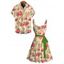 Country Style Couple Outfit Vintage Newspaper Rose Print Ruched Bust Belt Dress and Shirt Set - Abricot S | US 4