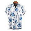 Men's Hawaii Vacation Shirt Porcelain Style Ink Painting Flower Pattern Button Up Shirt - Blanc 5XL